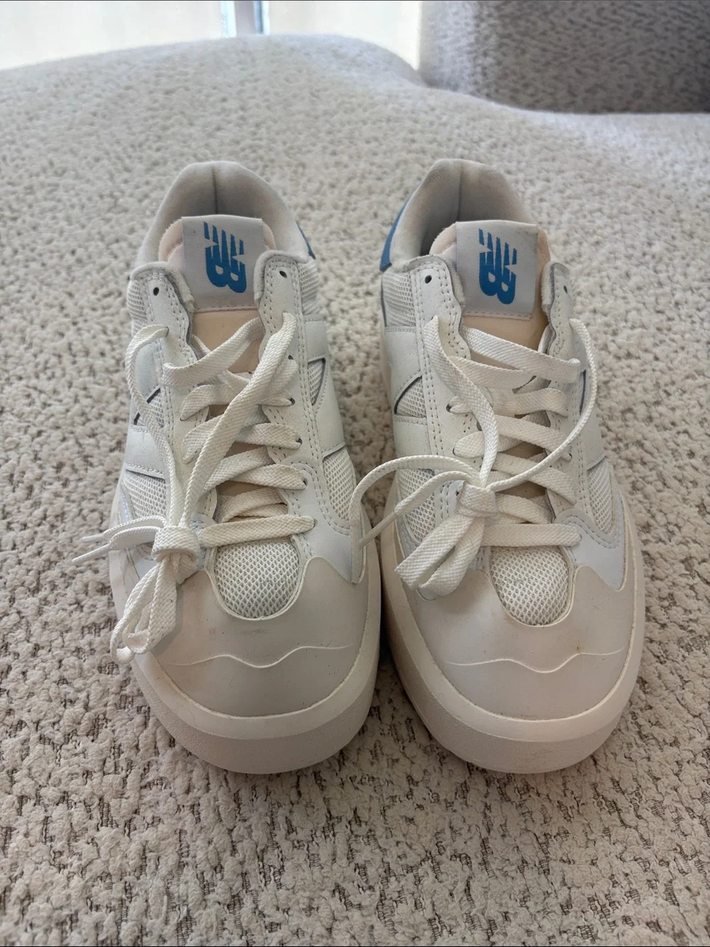 New Balance CT302 White Sneakers with Blue Logo Accents